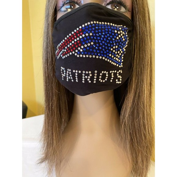 New England Patriots Rhinestone Bling Face Mask - Picture 6 of 10